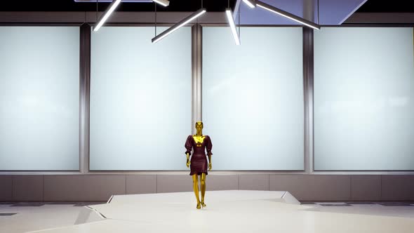 3D Fashion Show Virtual Model Walking By the Podum alt
