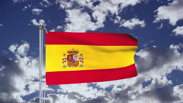Spain Flag Waving 4k