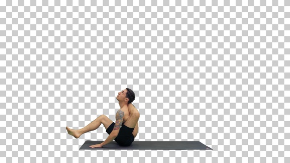 Yoga Dwi Pada Sirsasana feet behind the head pose, Alpha Channel