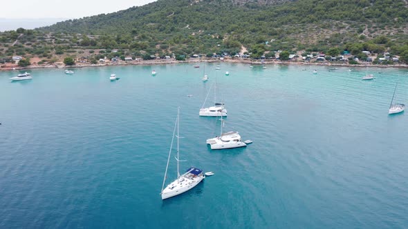 Aerial Drone Shot of Marina Bay in Adriatic Sea, Croatia