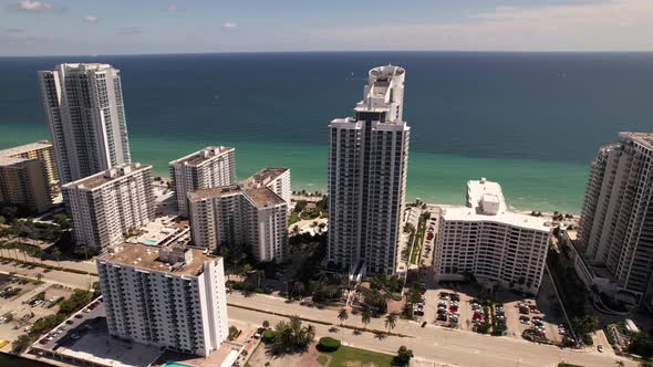 5k aerial drone footage condominium apartments on the beach