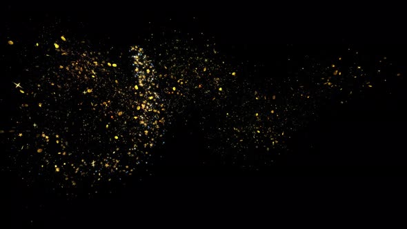 Gold Glitter Star Dust Magic Trail Sparkling Particles On Black