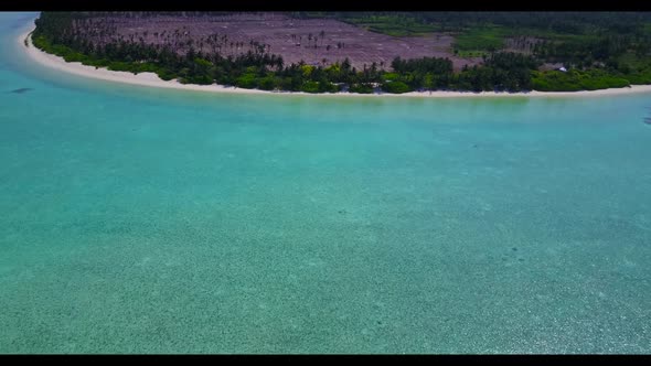 Aerial view panorama of relaxing bay beach time by aqua blue sea with clean sand background of adven