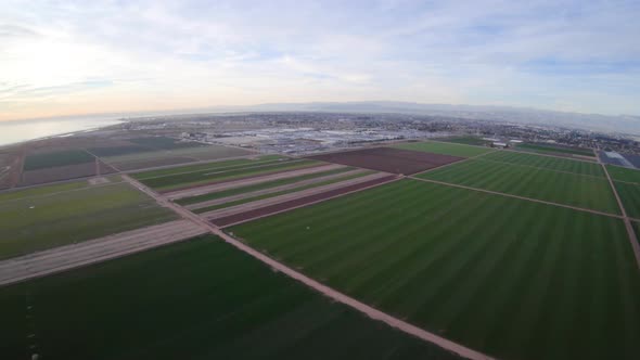 Geometric Pattern Farm Lands In Southern California Aerial Flyover