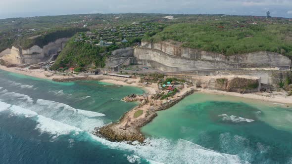 Tourist Resort Infrastructure Located on Tiny Sand Peninsula