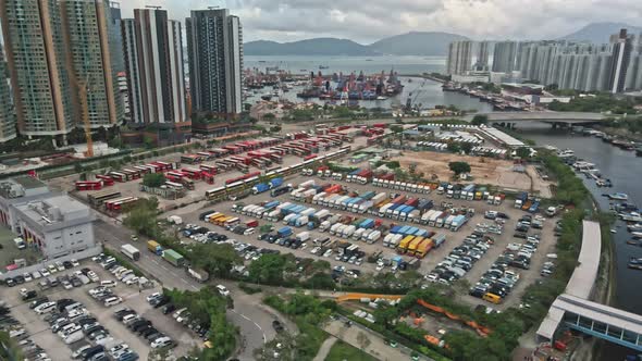 Bus Depot and Parking Slot in Tuen Mun, Hong Kong.