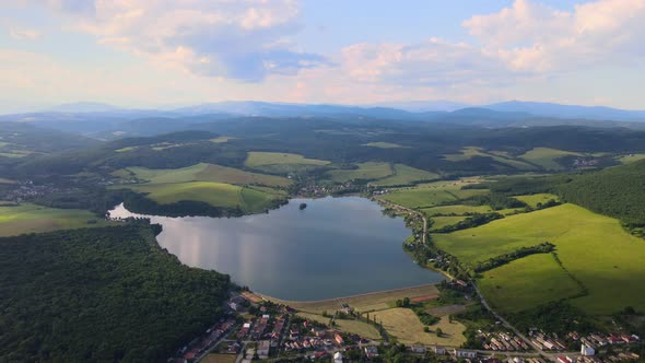 Aerial view of Teply vrch reservoir in Slovakia