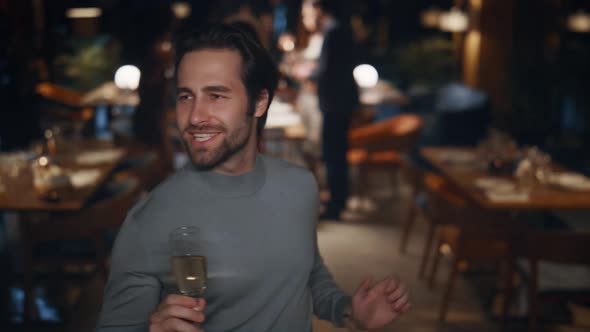 Drinking Man Dancing Party on Restaurant Celebration