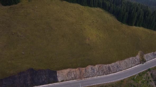 Road In Mountains Landscape Aerial View