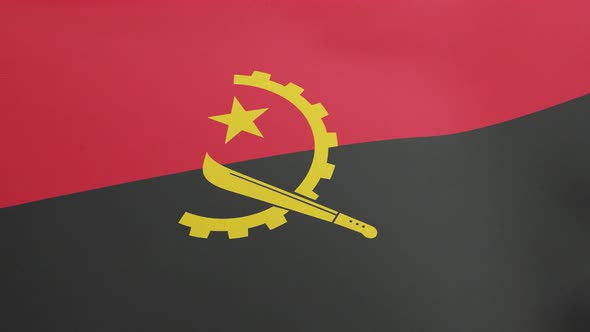 National Flag of Angola Waving Original Size and Colors 3D Render Republic of Angola Flag Textile