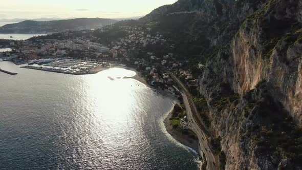 Aerial view of the Ocean beside of the Road