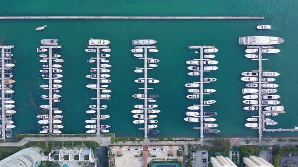  Aerial Top View on the Yachts at the Marina Port, Miami Downtown alt