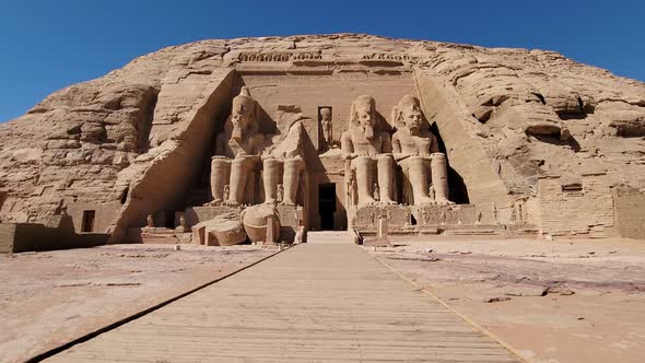 Aswan, Egypt : Great Abu Simbel temple of Pharaoh Ramses II in southern Egypt in Nubia next to Lake