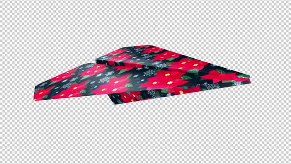 Xmas Paper Plane - Red Flowers - Transparent Loop alt