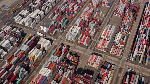 Top view of Kwai Chung Cargo Terminal in Hong Kong