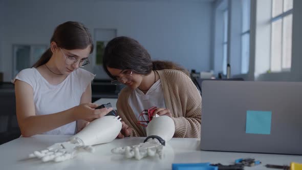 Close Up View of a Girls in a Laboratory Class That Study