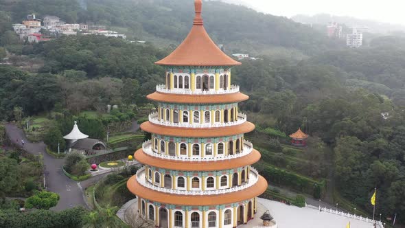 Dolly out view of the temple - Experiencing the Taiwanese culture of the spectacular five-stories pa