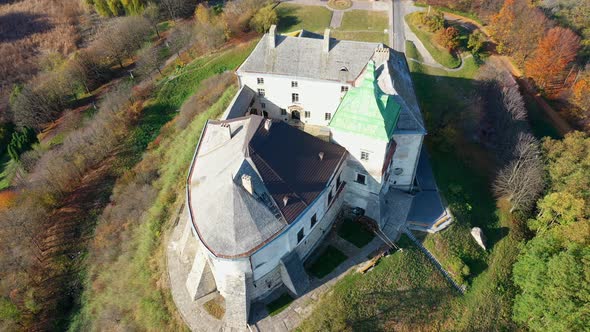 Aerial View of Haunted Castle of Olesko, Ukraine