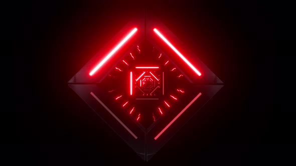 4k Red Neon Waves Tunnel