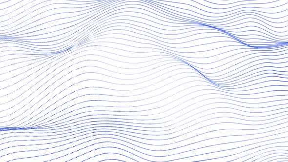 Blue Color Particle Line Wave In White Background