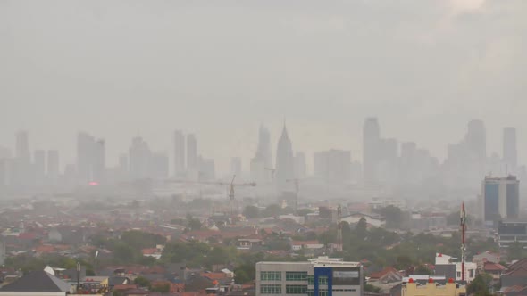 Timelapse Panorama of the City of Jakarta in Rainy Weather
