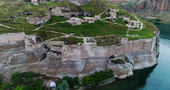 River And Ruined City Aerial View