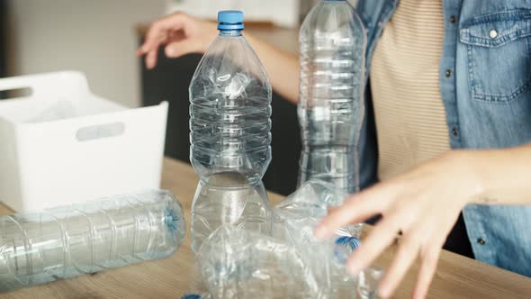 Static video of recycling plastic bottles. Shot with RED helium camera in 8K. 