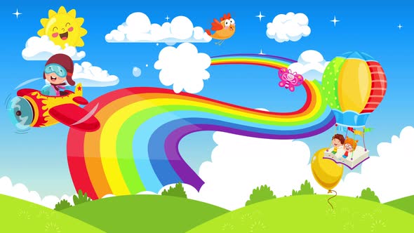 Motion Background for Kids with Rainbow