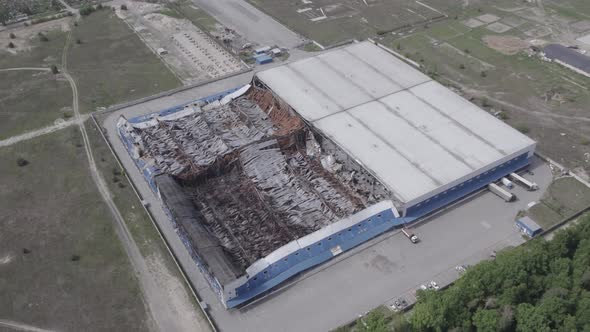 War in Ukraine Destroyed Warehouse in Bucha