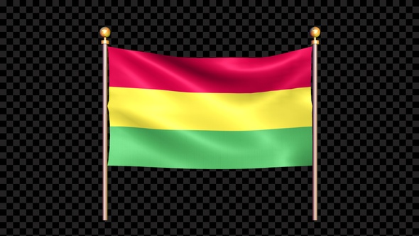 Flag Of Bolivia Waving In Double Pole Looped