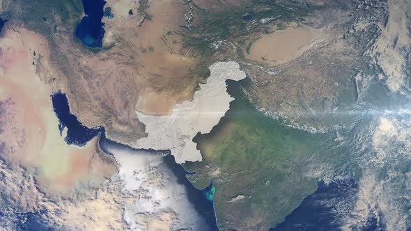 Realistic Earth Zoom Highlight Country Pakistan