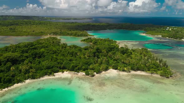 Drone view of small islands, Efate Island, Vanuatu, Port Vila