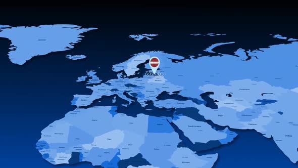 Latvia Location Tracking Animation On Earth Map