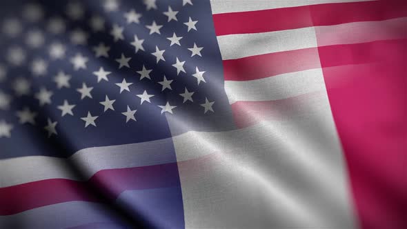 USA France Flag Mix Textured Waving Close Up Background HD