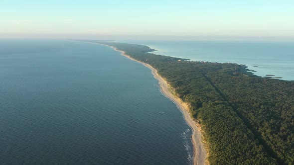 Curonian Spit Wth Baltic Sea Coastline on Sunset