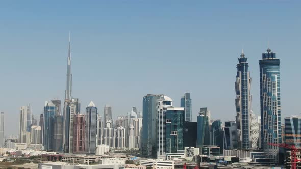 Drone Footage of Dubai Marina with Its Many Skyscrapers and Modern Buildings