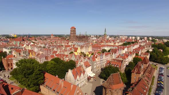 Aerial view of the old town of Gdansk, Poland