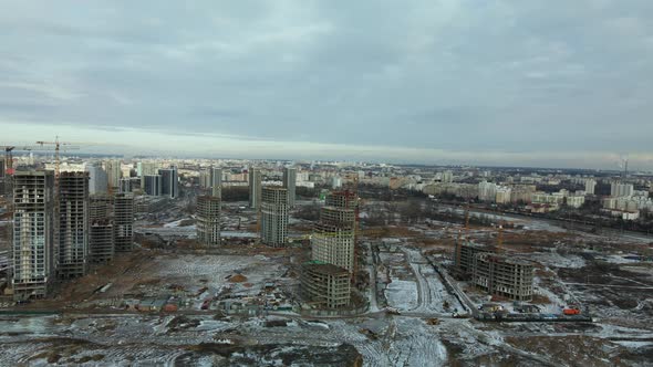 Construction site. Construction of modern high-rise buildings.