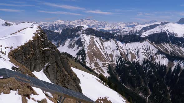 Panoramic View From the High Mountain To Snowy Peaks in Switzerland Alps. Rochers-de-Naye.