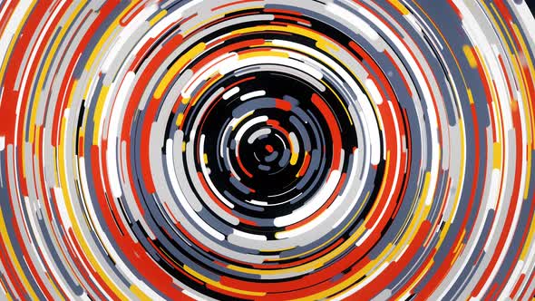 Futuristic background with many colorful lines forming a ring and flowing slowly