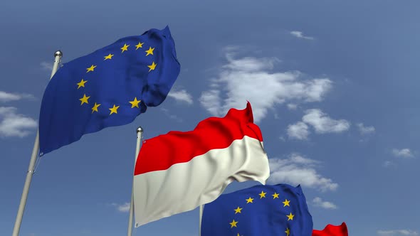 Flags of Indonesia and the European Union