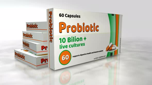 Probiotic medicine box abstract concept 3d rendering