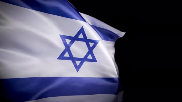 National Israel Flag. Black background.