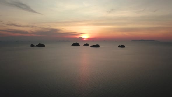 Heavenly beautiful sunset over the ocean in Koh Samui, Five Islands, Thailand