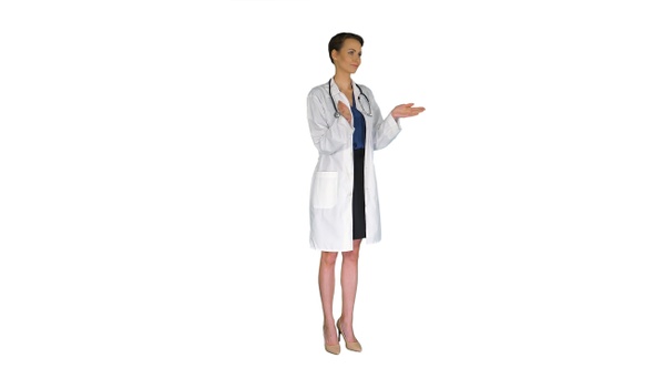 Doctor Woman Wearing Medical Coat Over Isolated Clapping