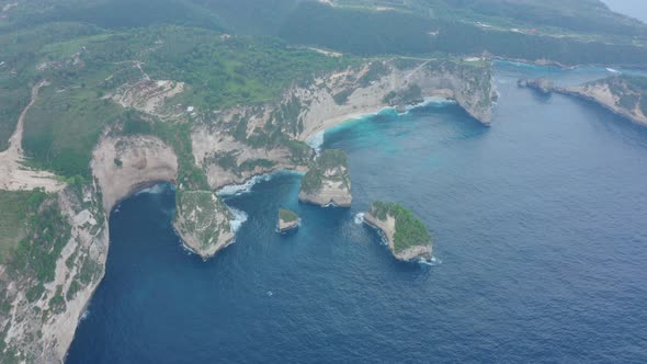 Aerial View of the Drone Approaching Atuh Diamond Beach Marvelous Headlands