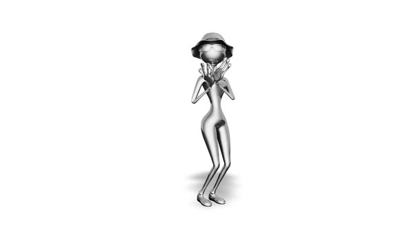 3D Silver Woman Dance  Looped on White
