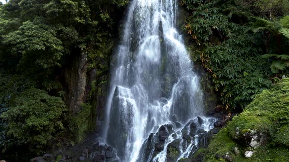 Waterfall in Ribeira Dos Caldeiroes, Sao Miguel Island, Portuguese Archipelago of the Azores