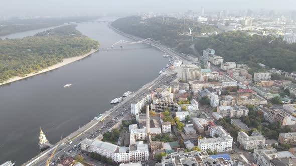 Cityscape of Kyiv, Ukraine. Aerial View, Slow Motion