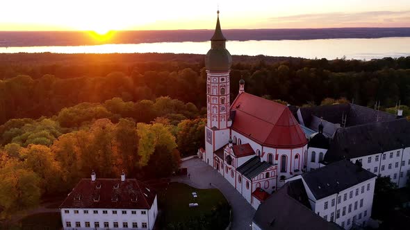 Andechs Abbey in the evening, Bavaria, Germany
